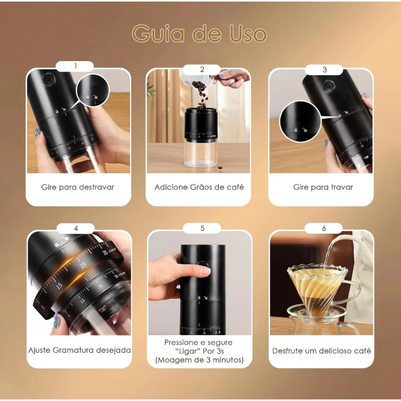 Moedor de Café Elétrico Portátil